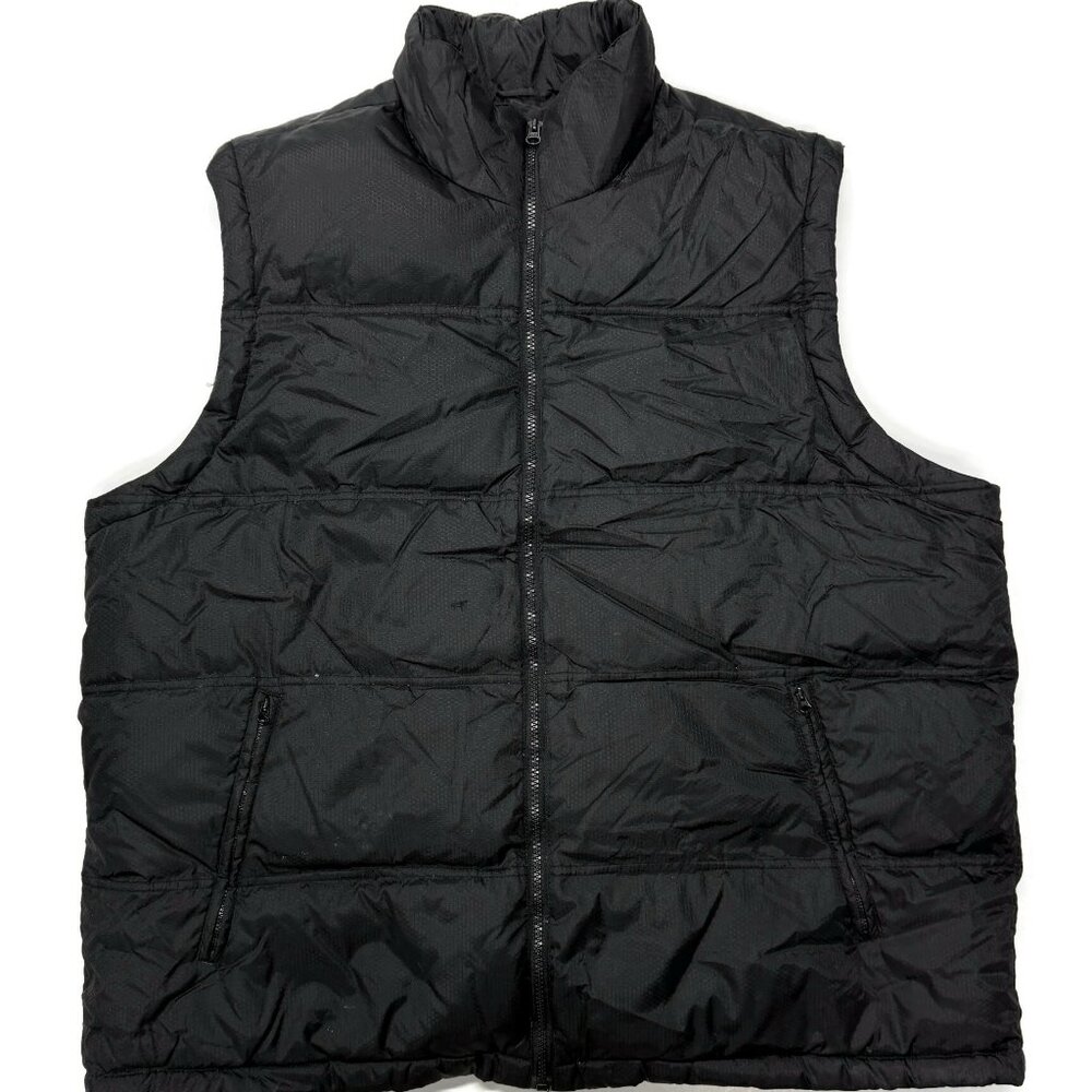 Athletech Down Puffer Vest Mens XL Black Puffer Winter Skiing Zip‎ Mock